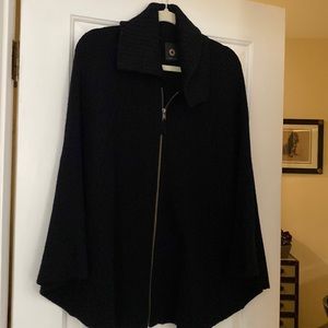Black zippered short poncho, size M/L,  like new worn once.